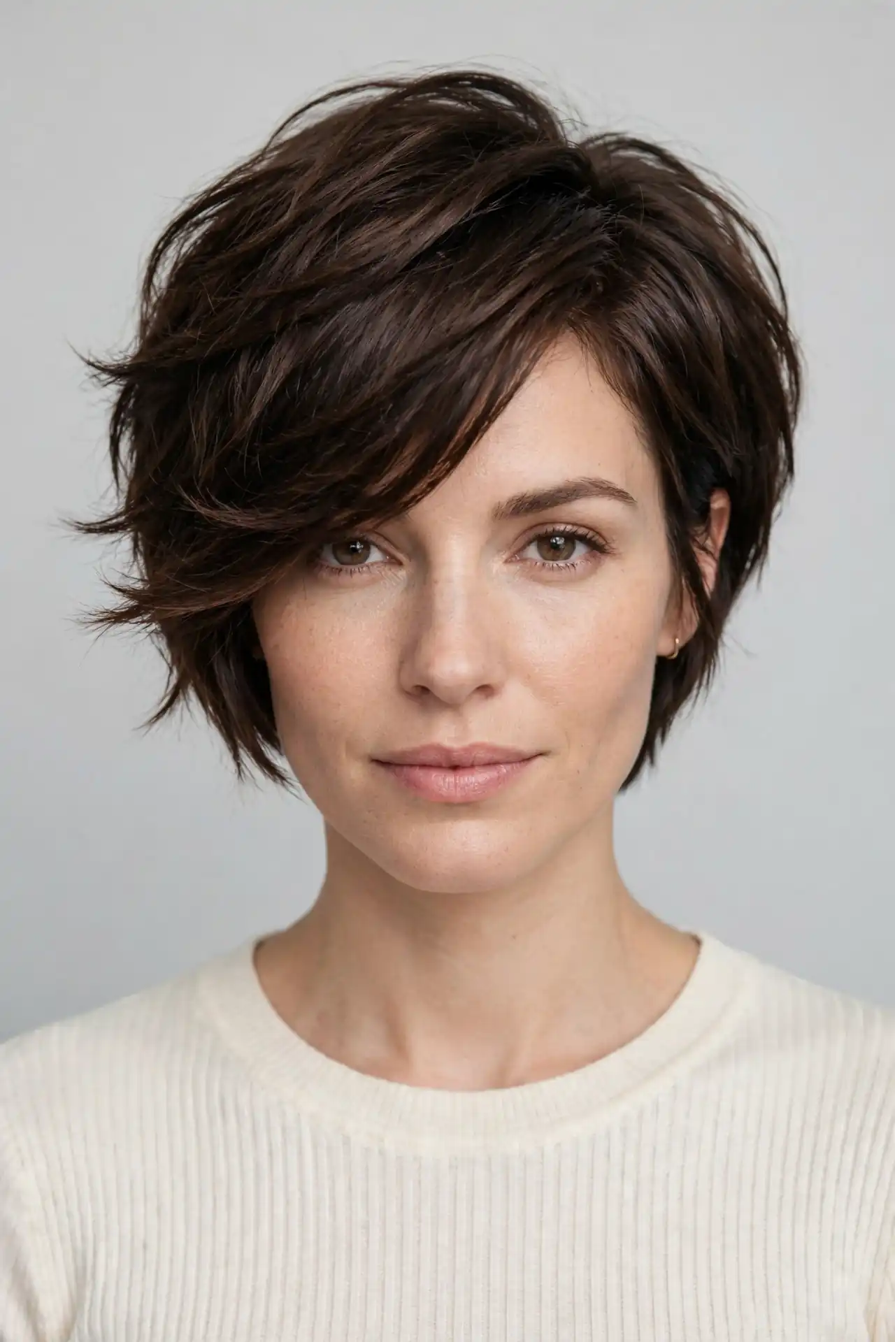 The Deep Side-Part Layered Pixie Bob