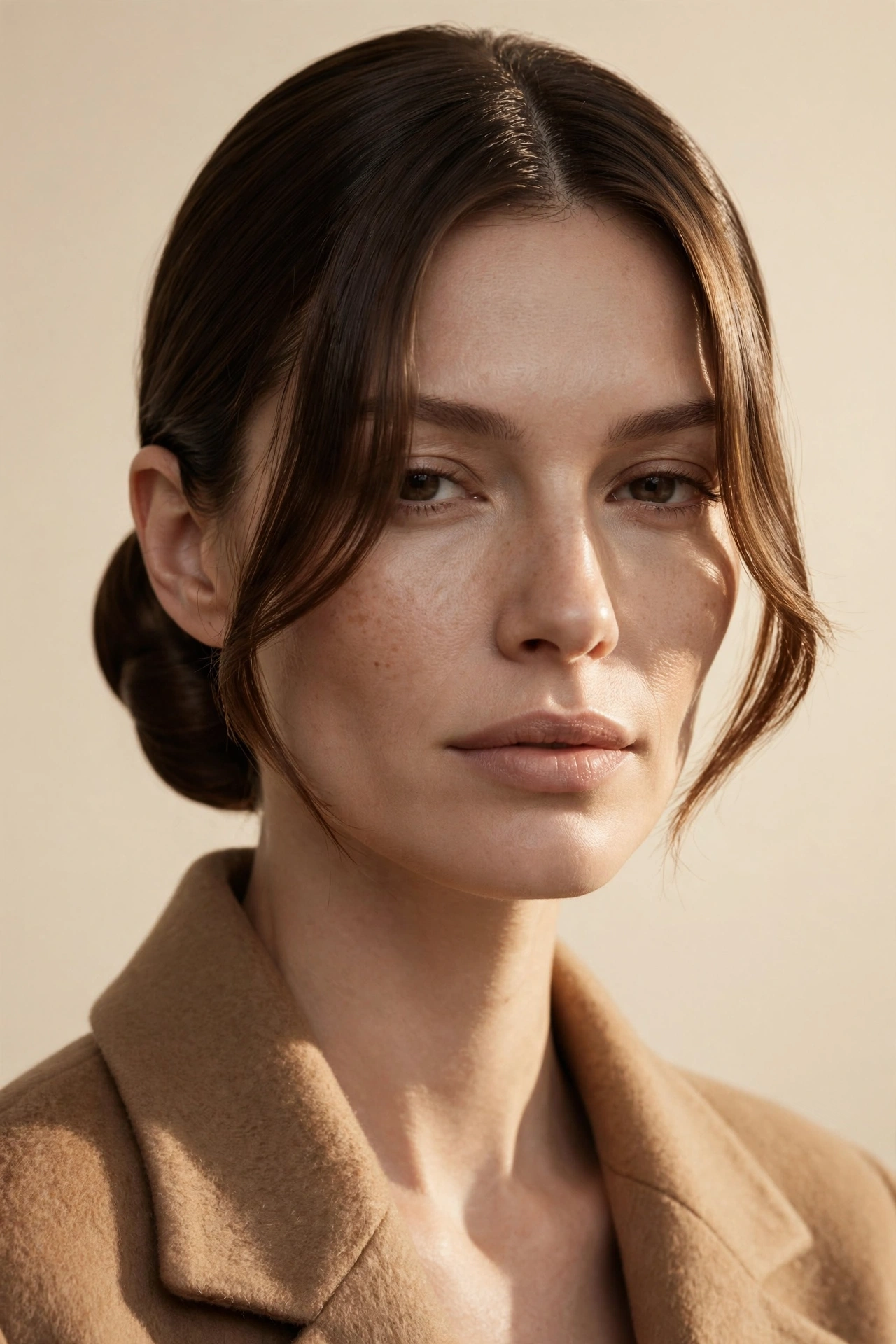 The Sleek Low Bun with Curtain Bangs