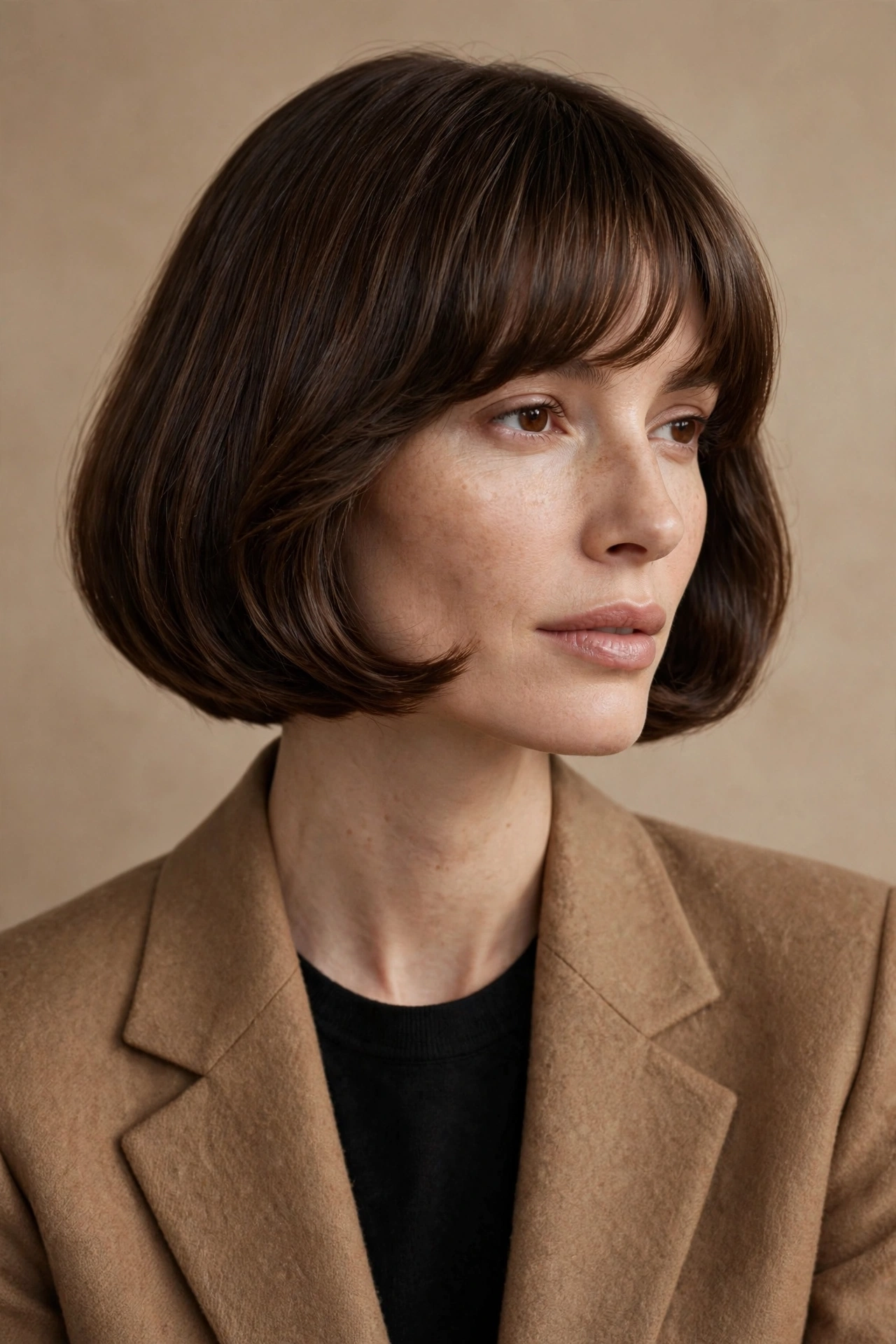 The Sculpted French Bob with a Soft Fringe