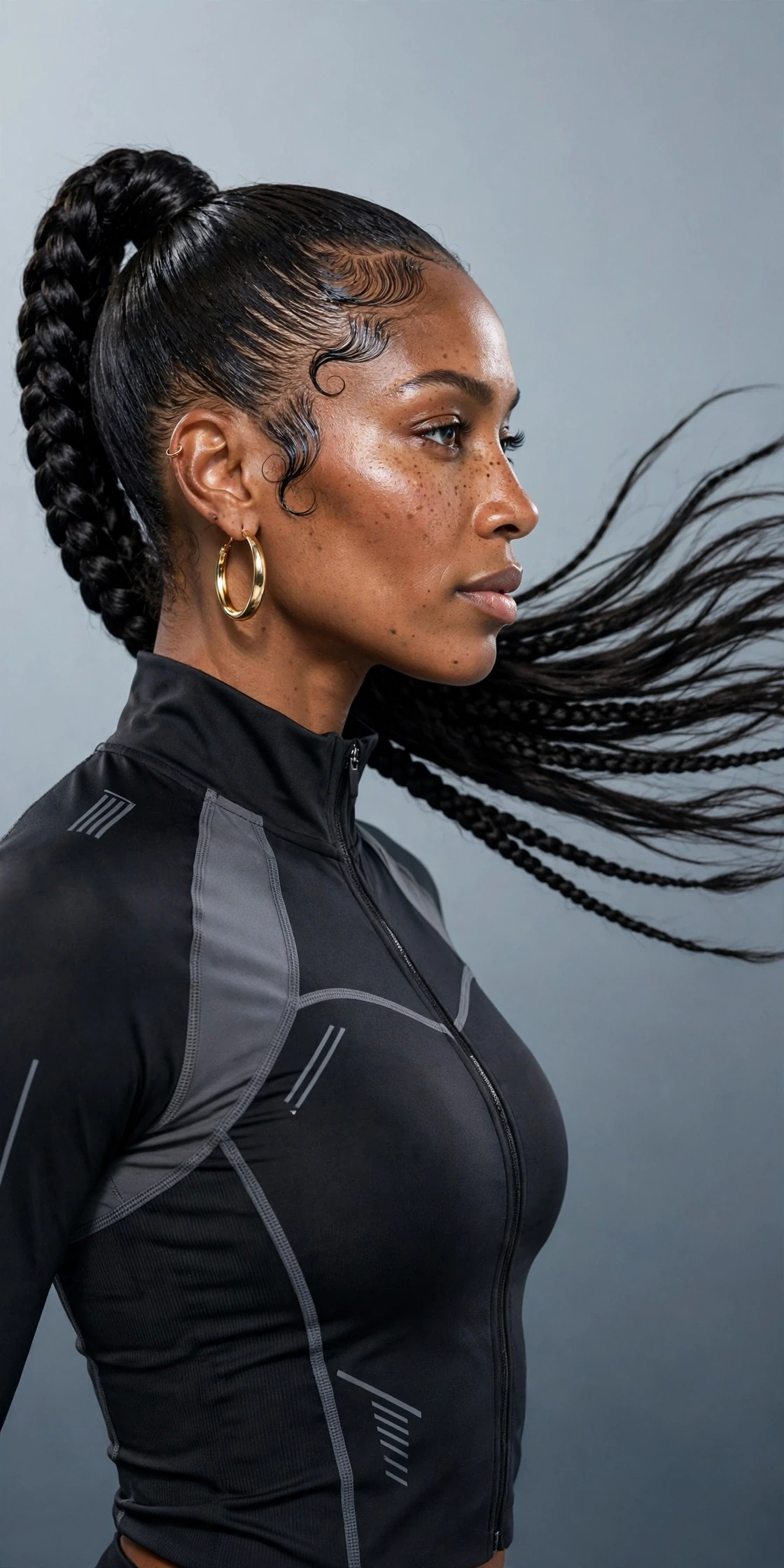 Slicked-Back Braided Ponytail
