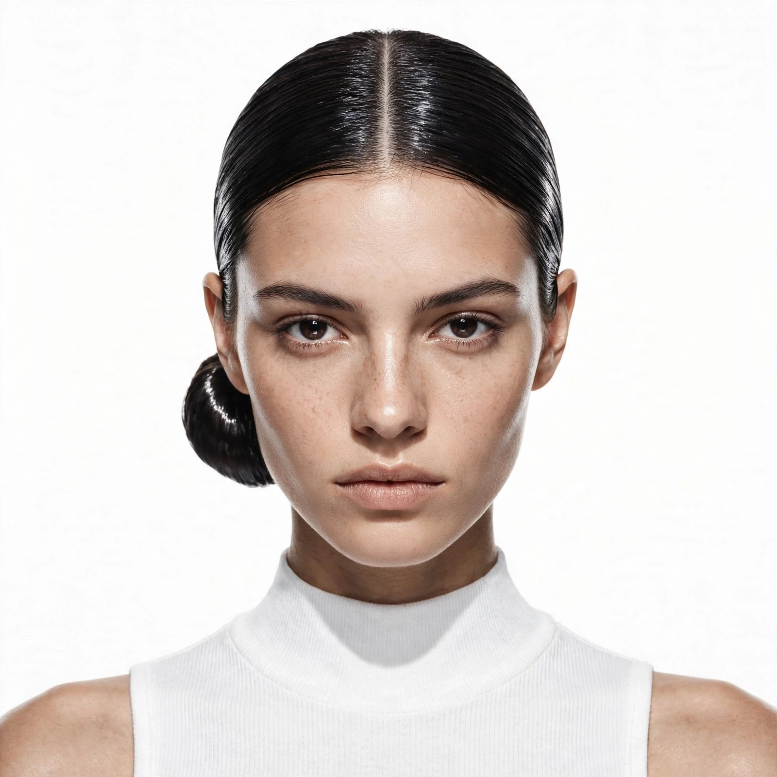 The Sleek Middle-Part Low Bun