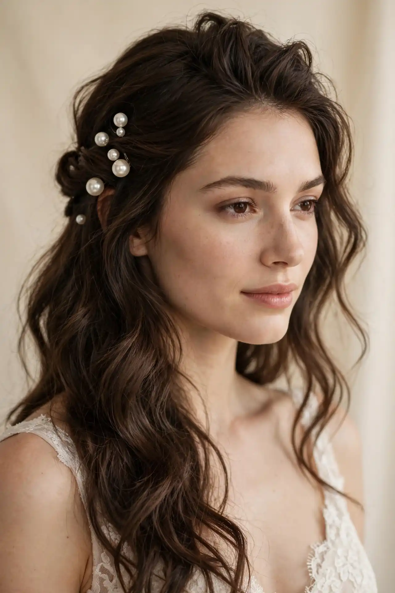 The Twisted Half-Up with Pearl Pins