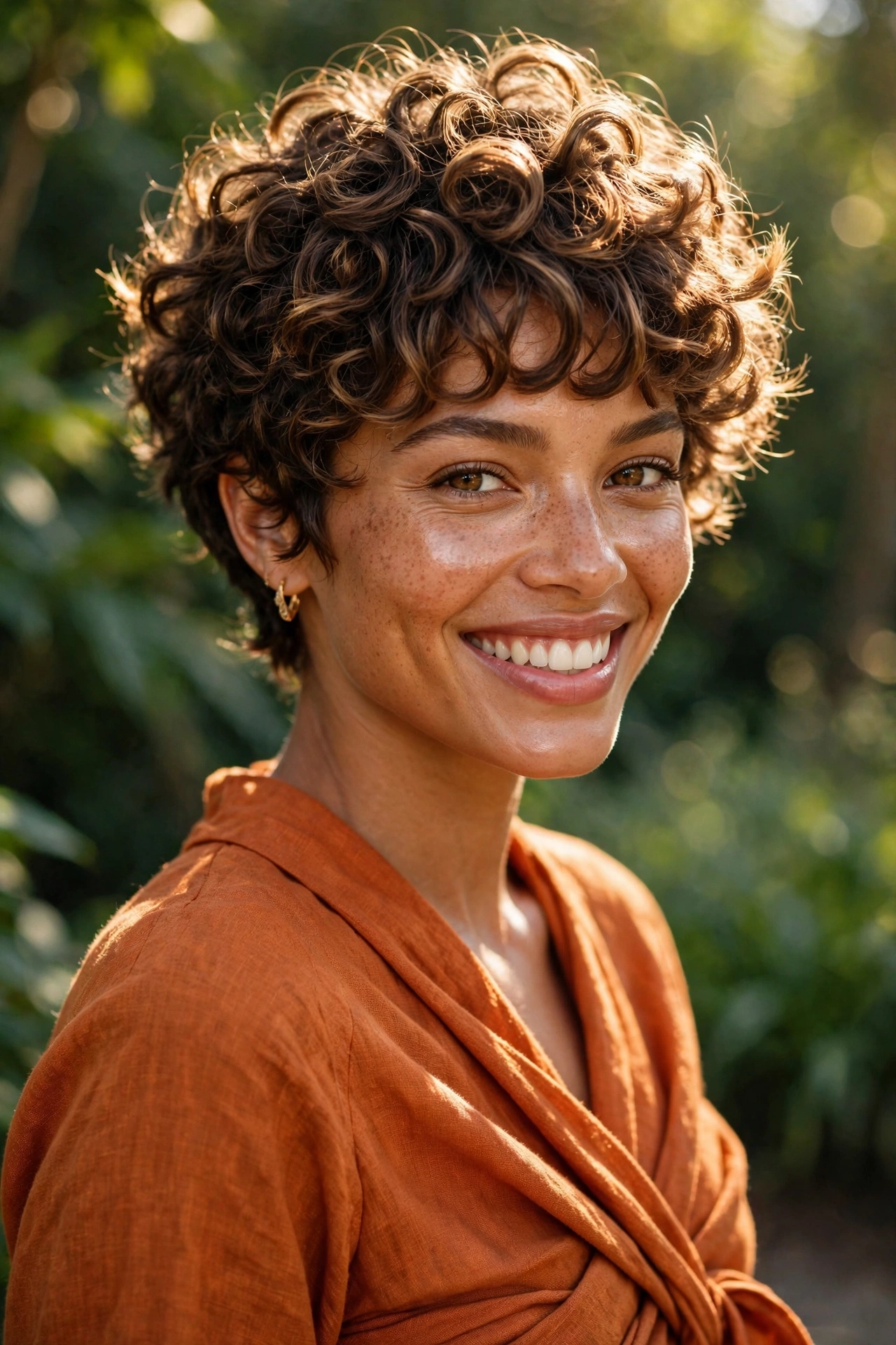 The Sculpted Curly Pixie with a Soft Fringe