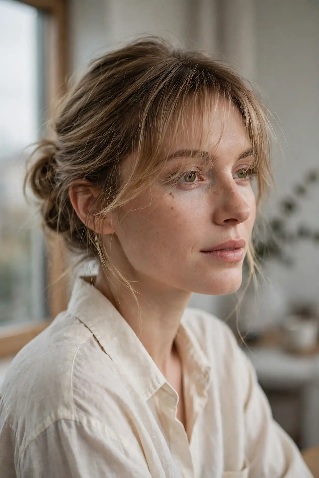 The Undone Chignon with a Wispy Fringe