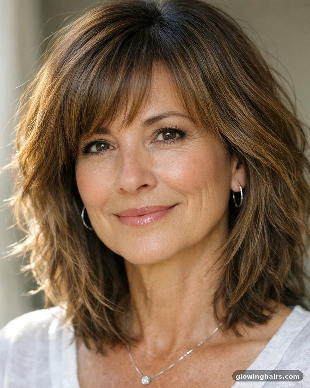 Layered Mid Length for Over 50 - 10 mid length haircut style for round face