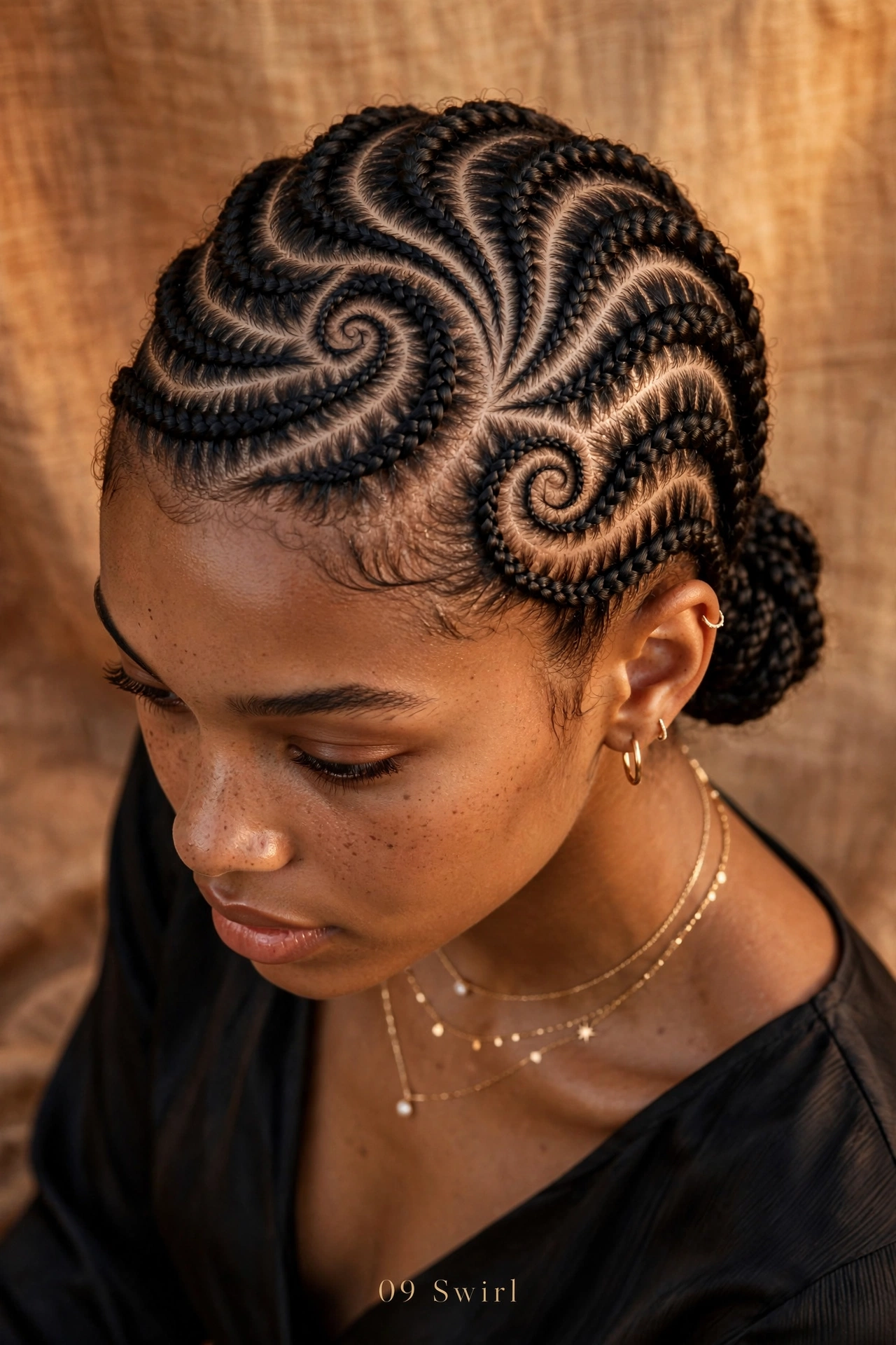 Curved Swirl Cornrows