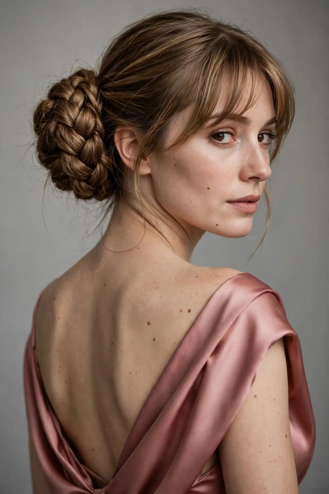 The Braided Bun with Curtain Bangs
