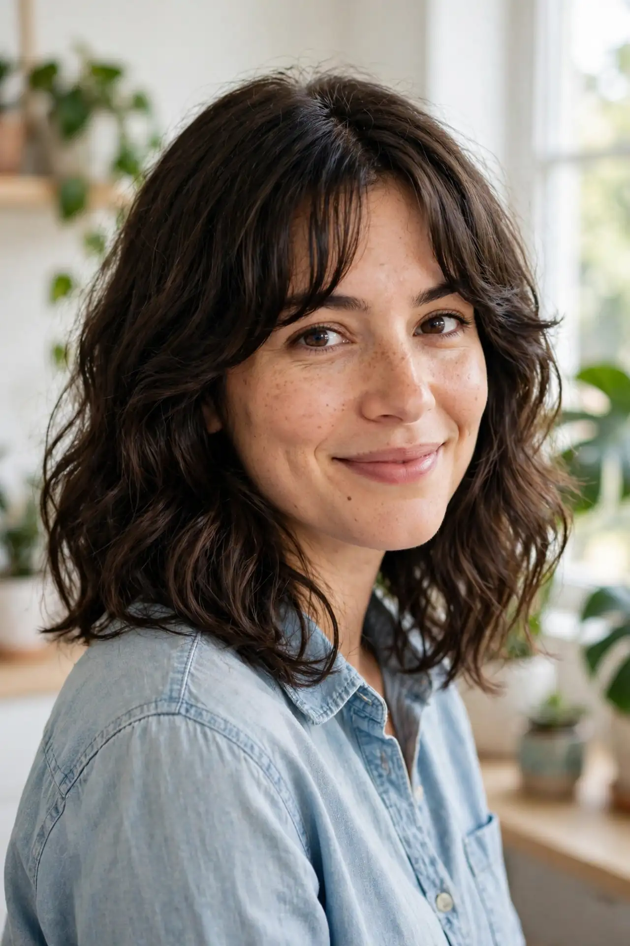Shoulder-Length with Curtain Bangs