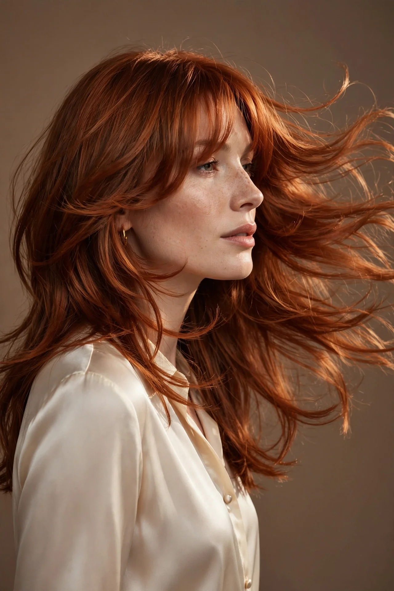 Butterfly Cut with Copper Bangs