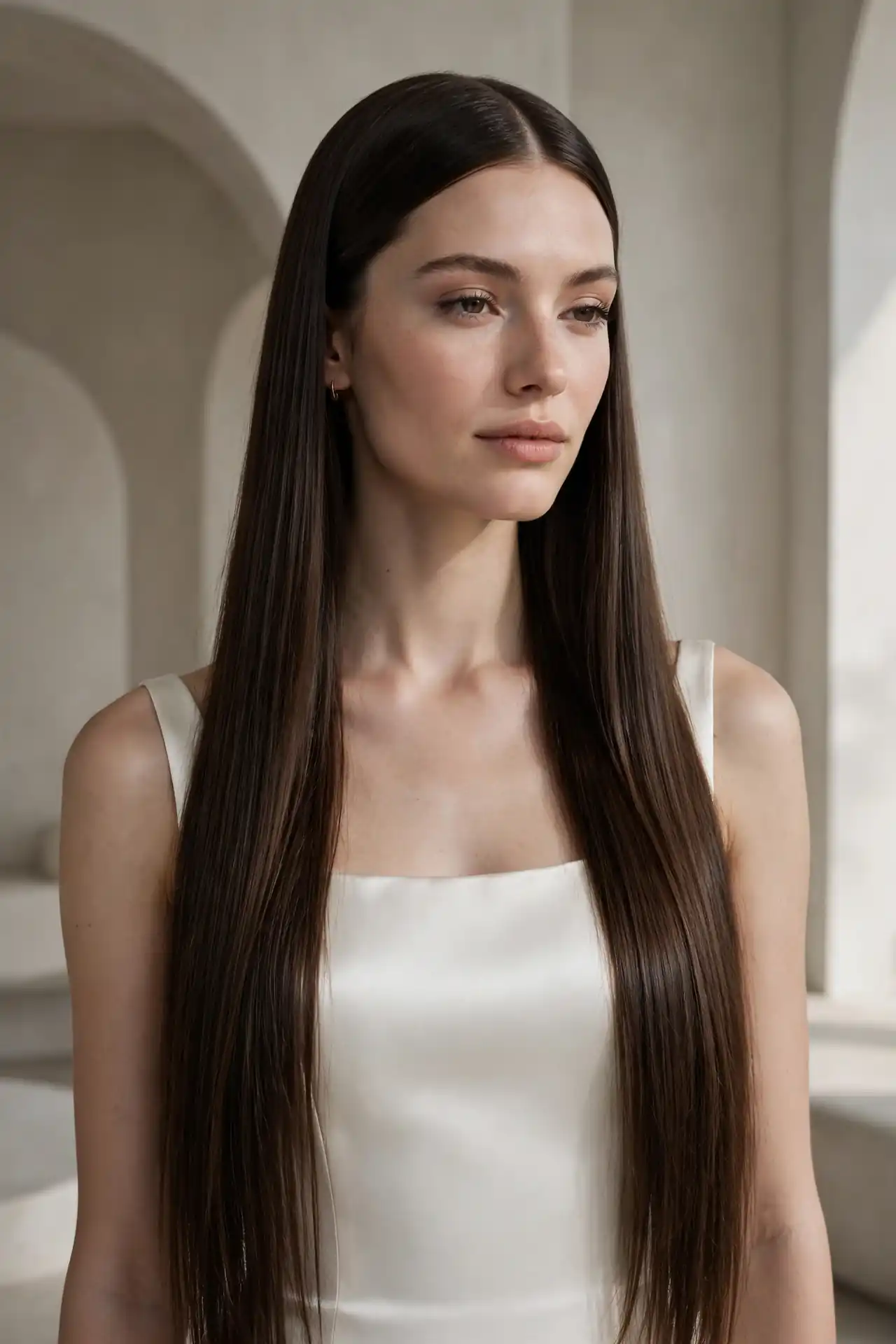 Sleek and Straight with a Centre Part