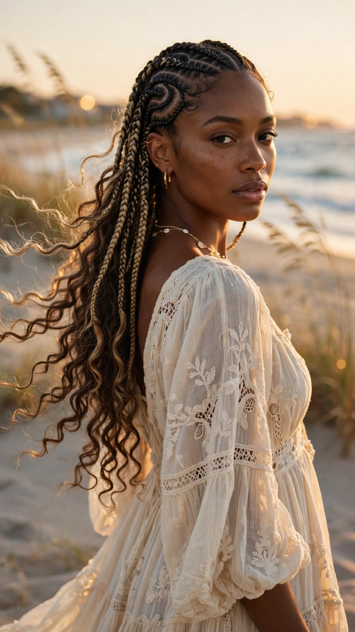 Boho Curly-End Lemonade Braids