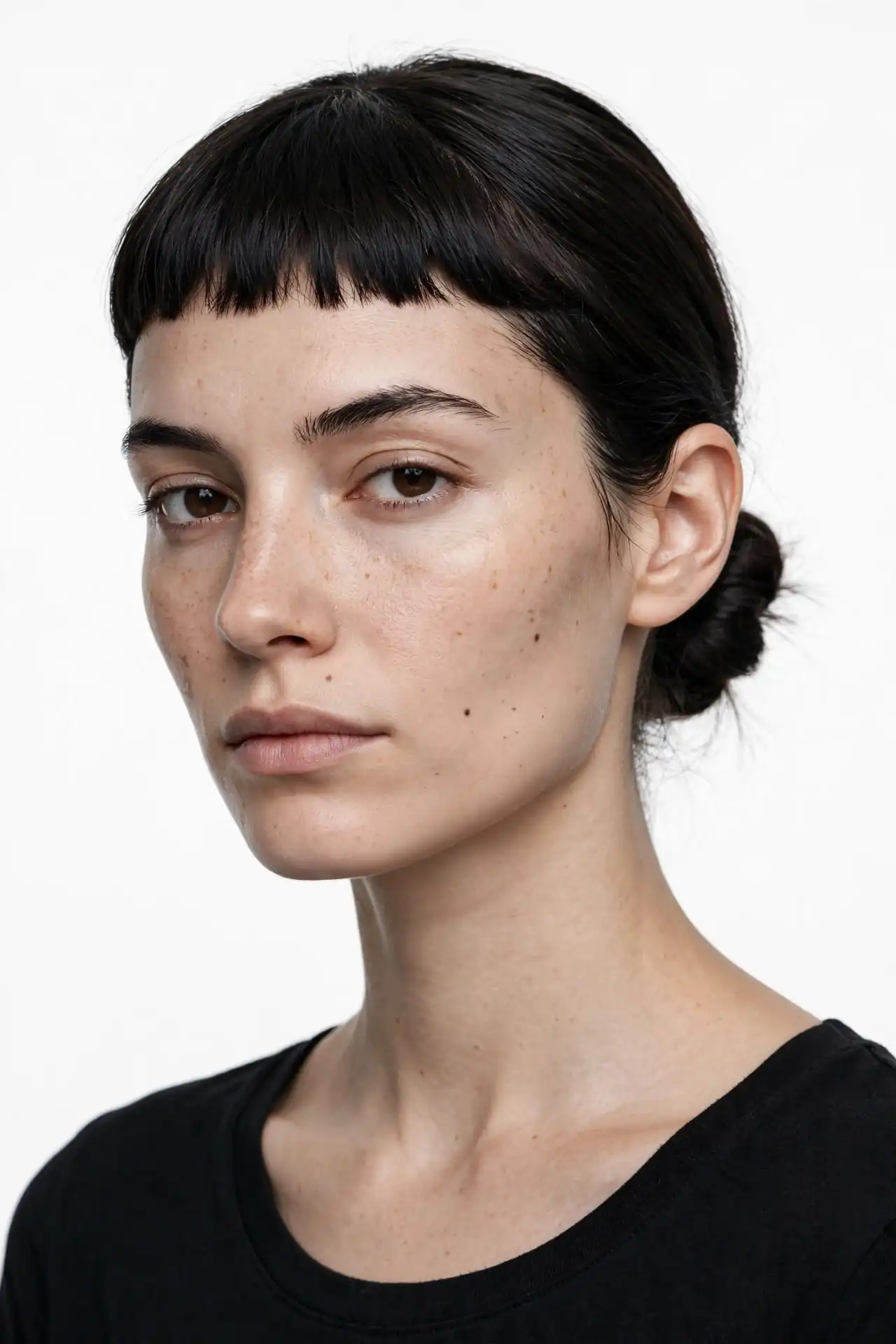 The Low Bun with Baby Bangs
