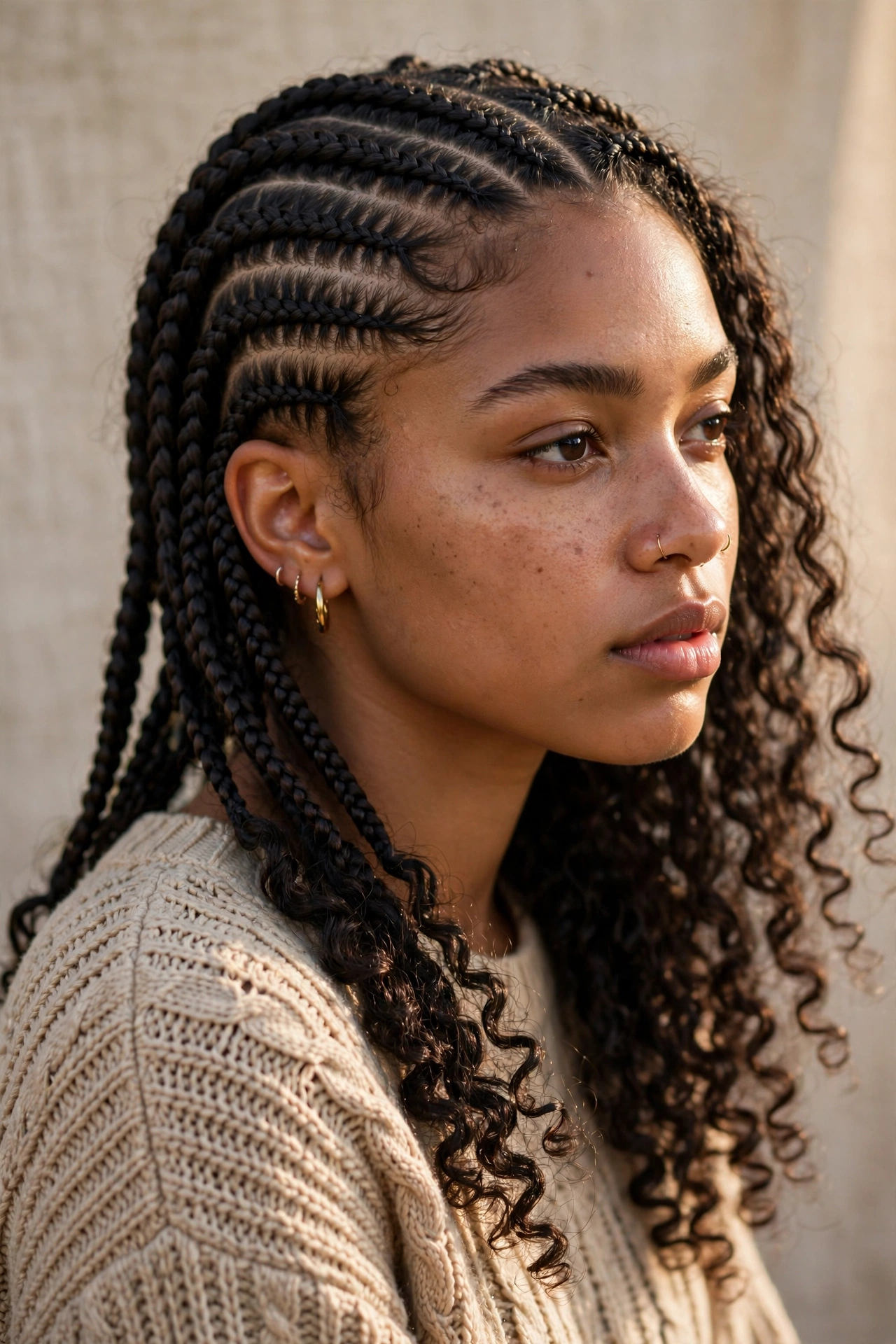 Cornrows with Natural Curly Ends