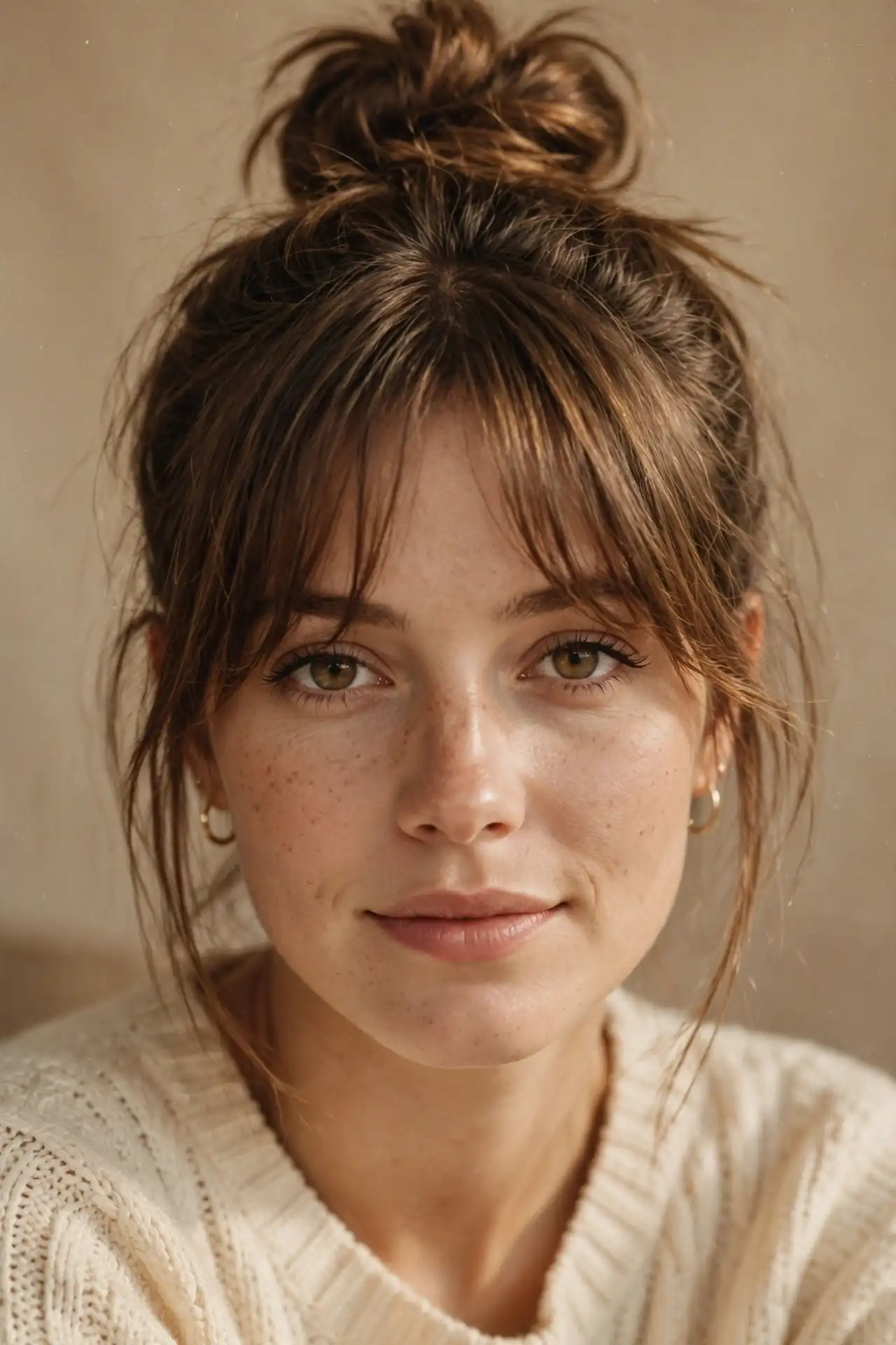 The Top Knot with Birkin Bangs