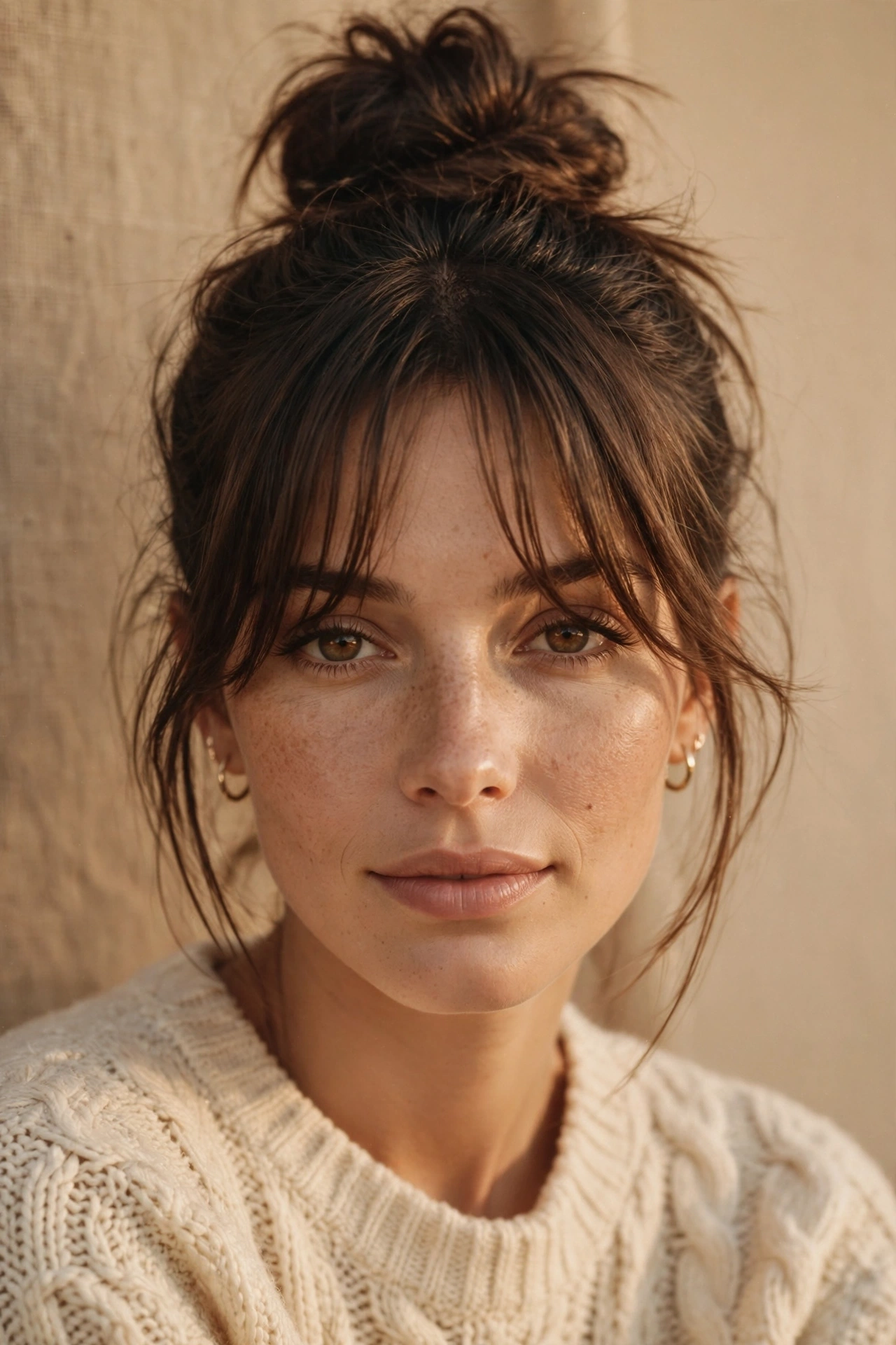 The Top Knot with Birkin Bangs