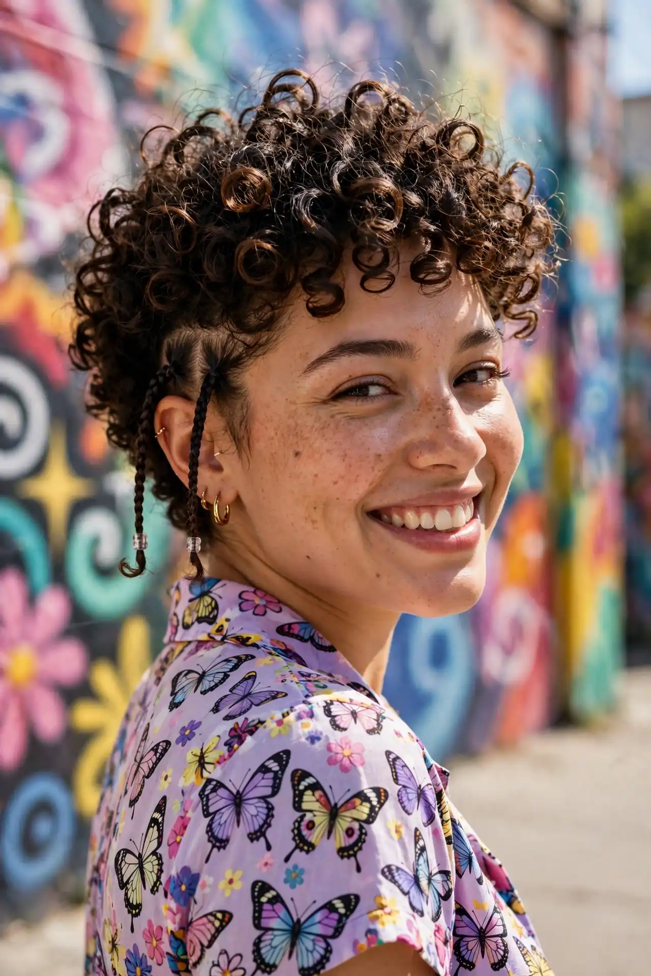 Curly Hair with Baby Braids