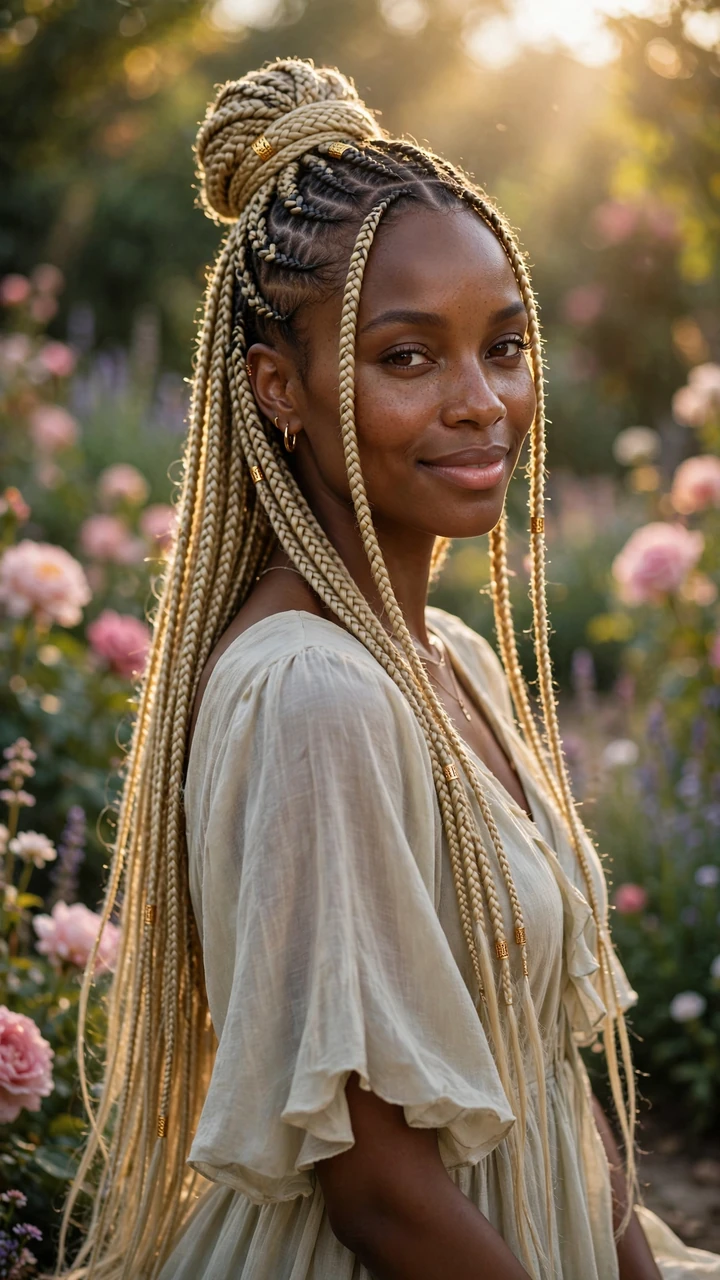 Half-Up Half-Down Lemonade Braids