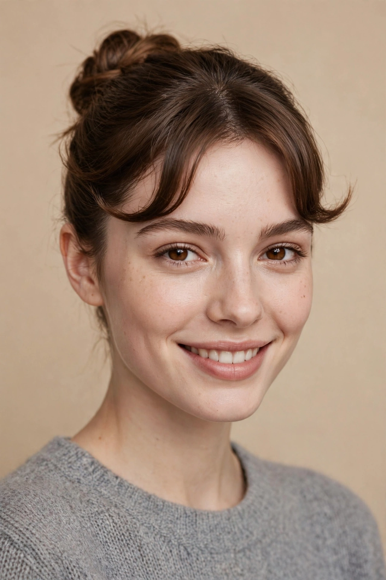 The Bun with an Arched Fringe