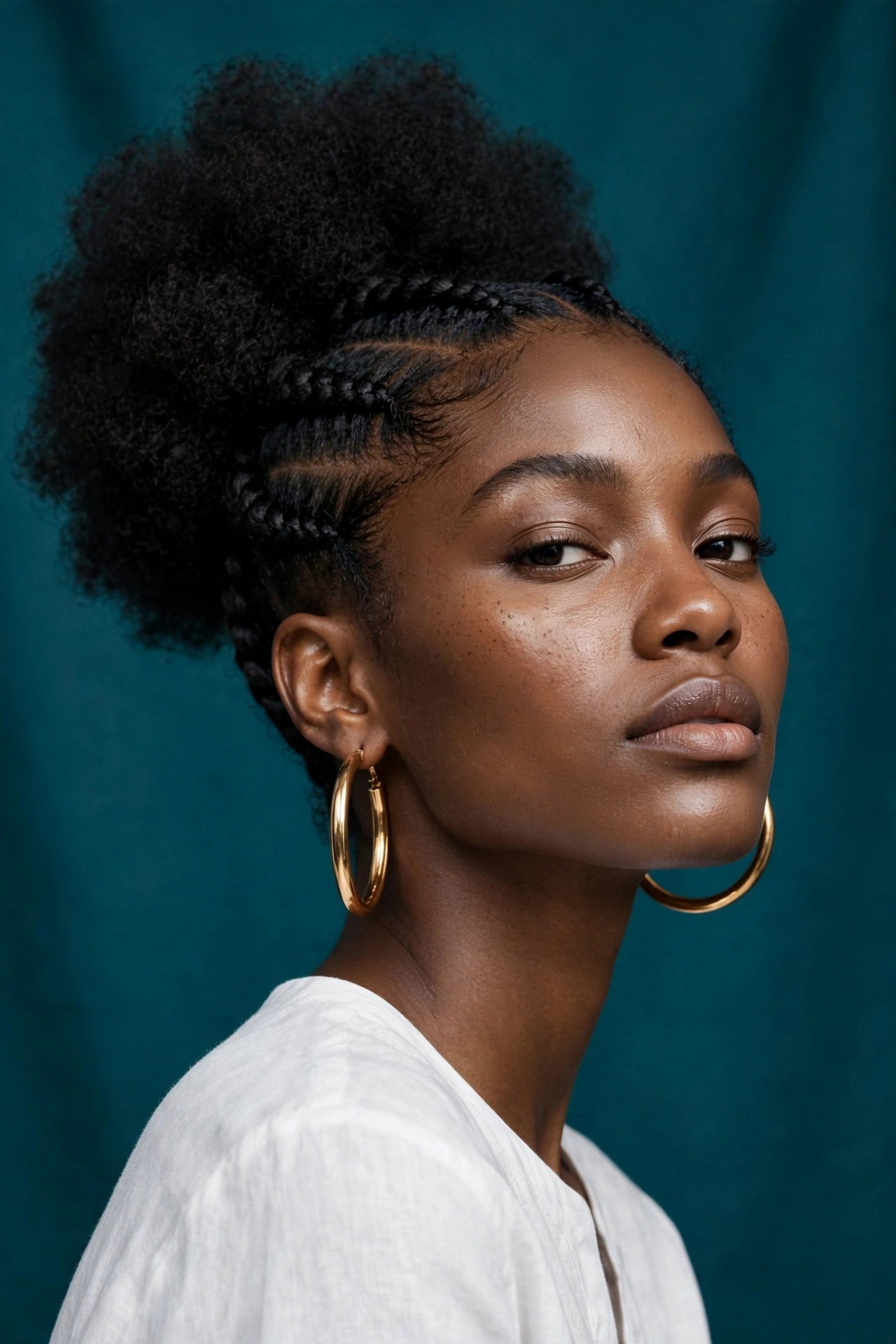 Two Quick Cornrows into a Puff