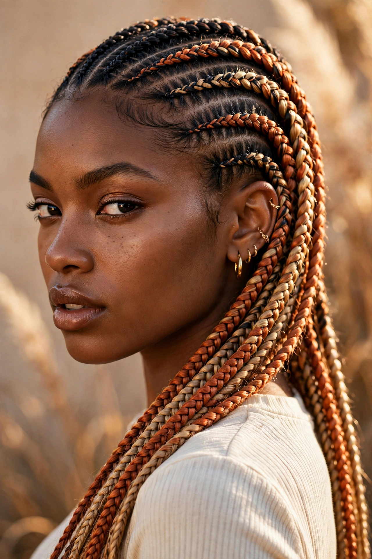 Colored Feed-In Cornrows