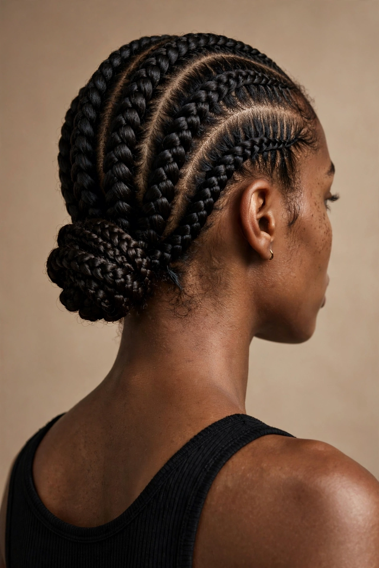 Half-Up Cornrows into a Bun