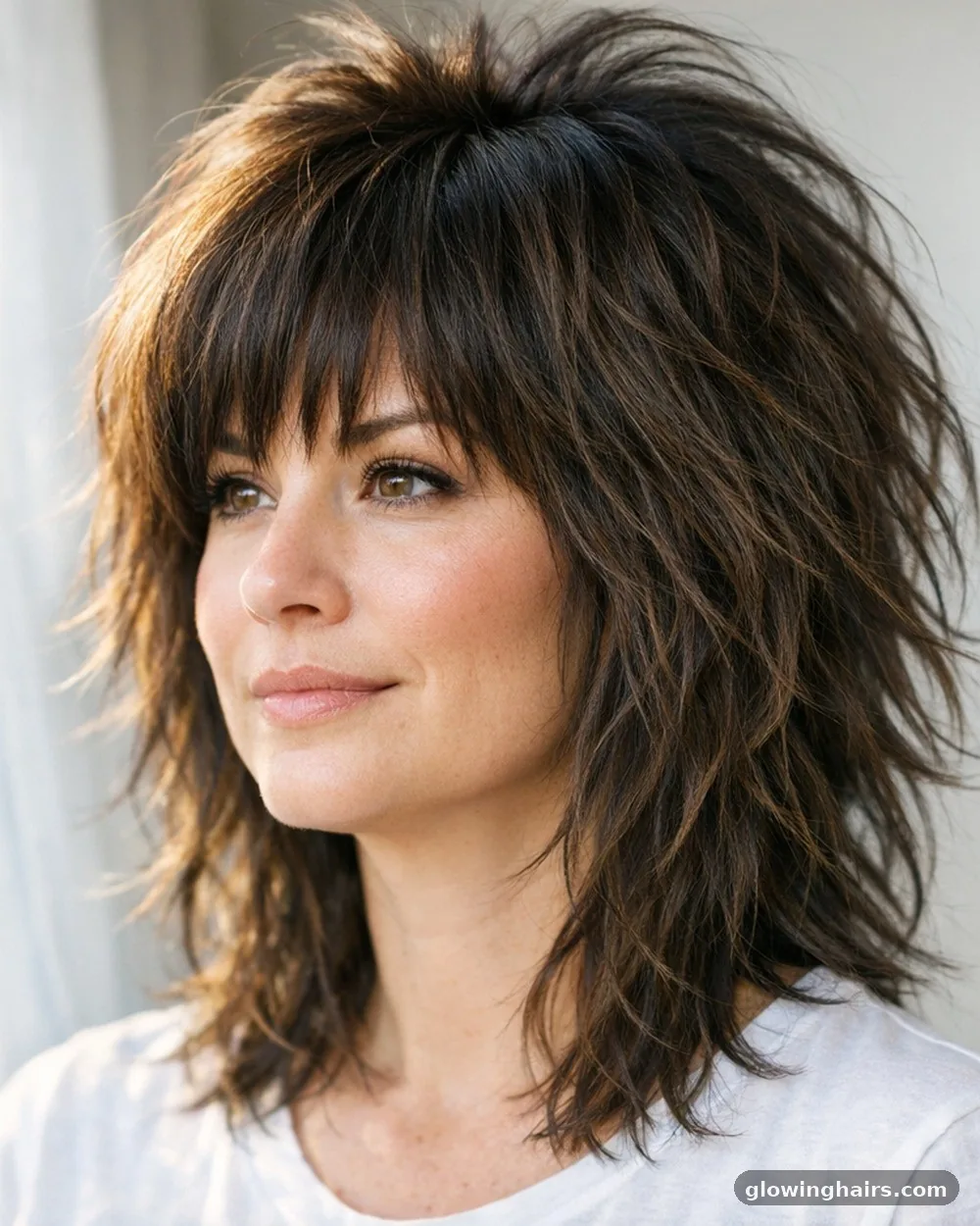 Shaggy Mid Length Cut - 10 mid length haircut style for round face
