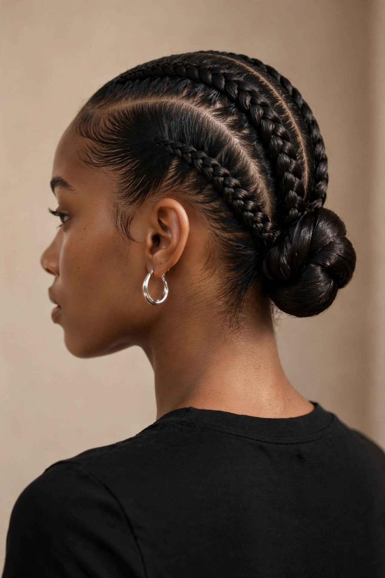 Sleek Cornrow Low Bun