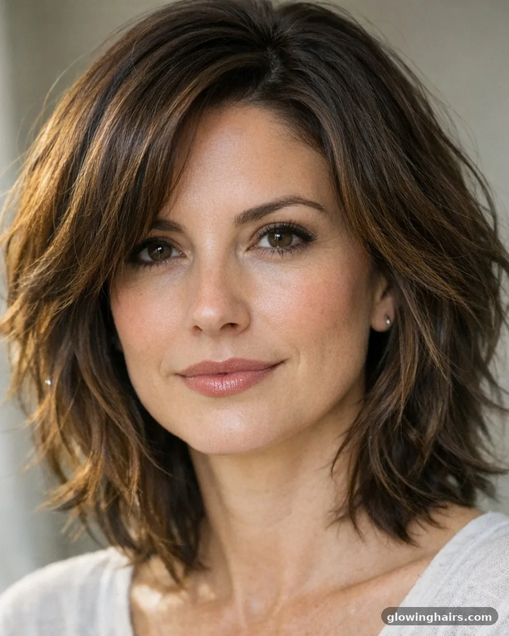 Textured Waves with Face Framing - 10 mid length haircut style for round face