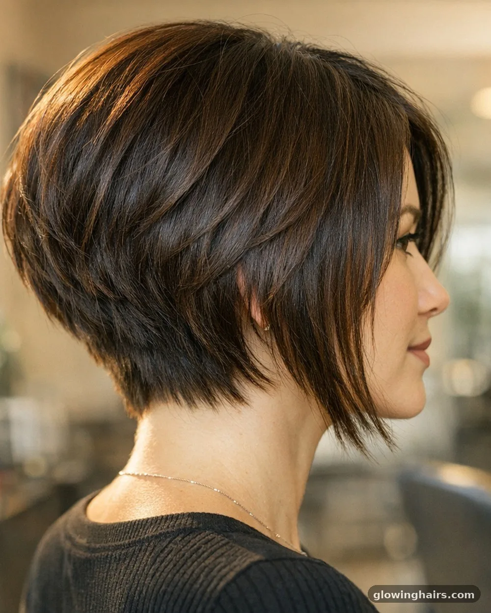 Stacked Bob with Length - 10 mid length haircut style for round face