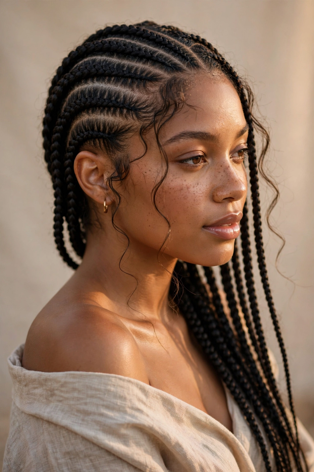 Side-Swept Cornrows