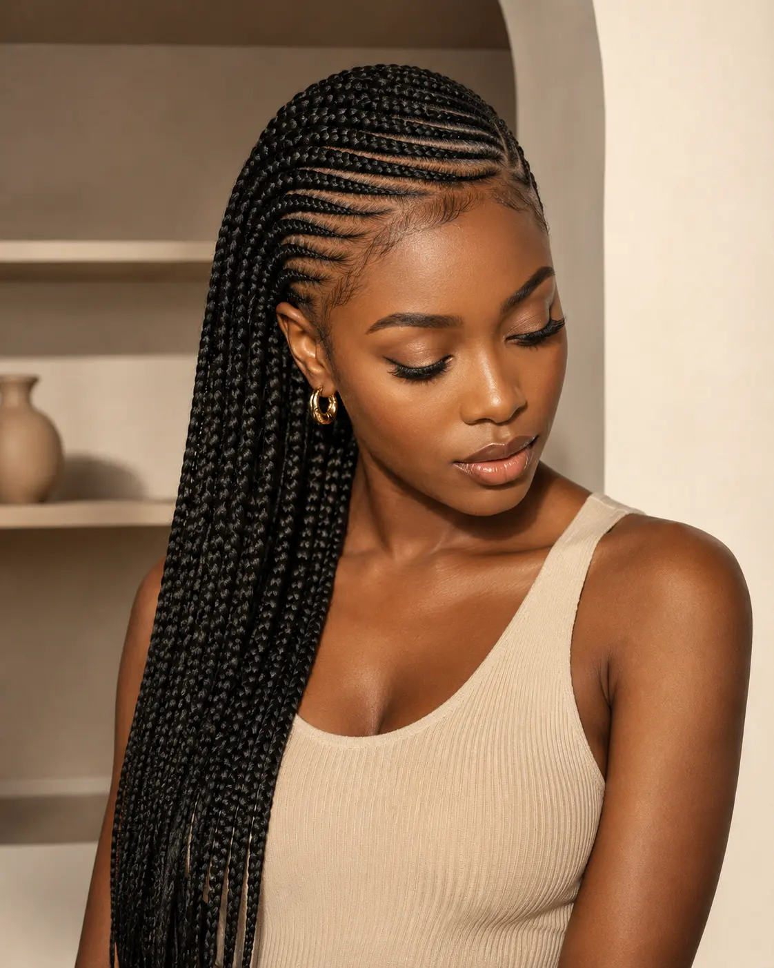 Classic Side-Swept Lemonade Braids