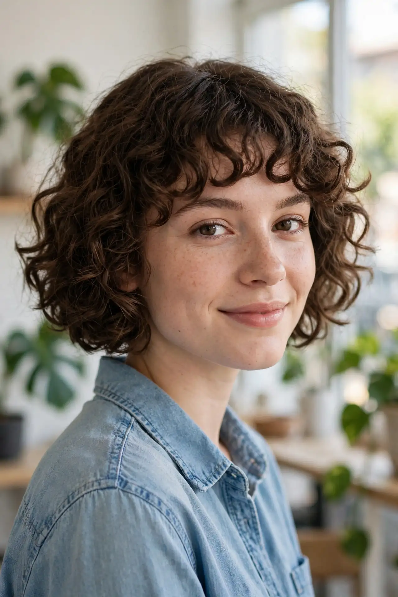 The Curly Bob with Curtain Bangs