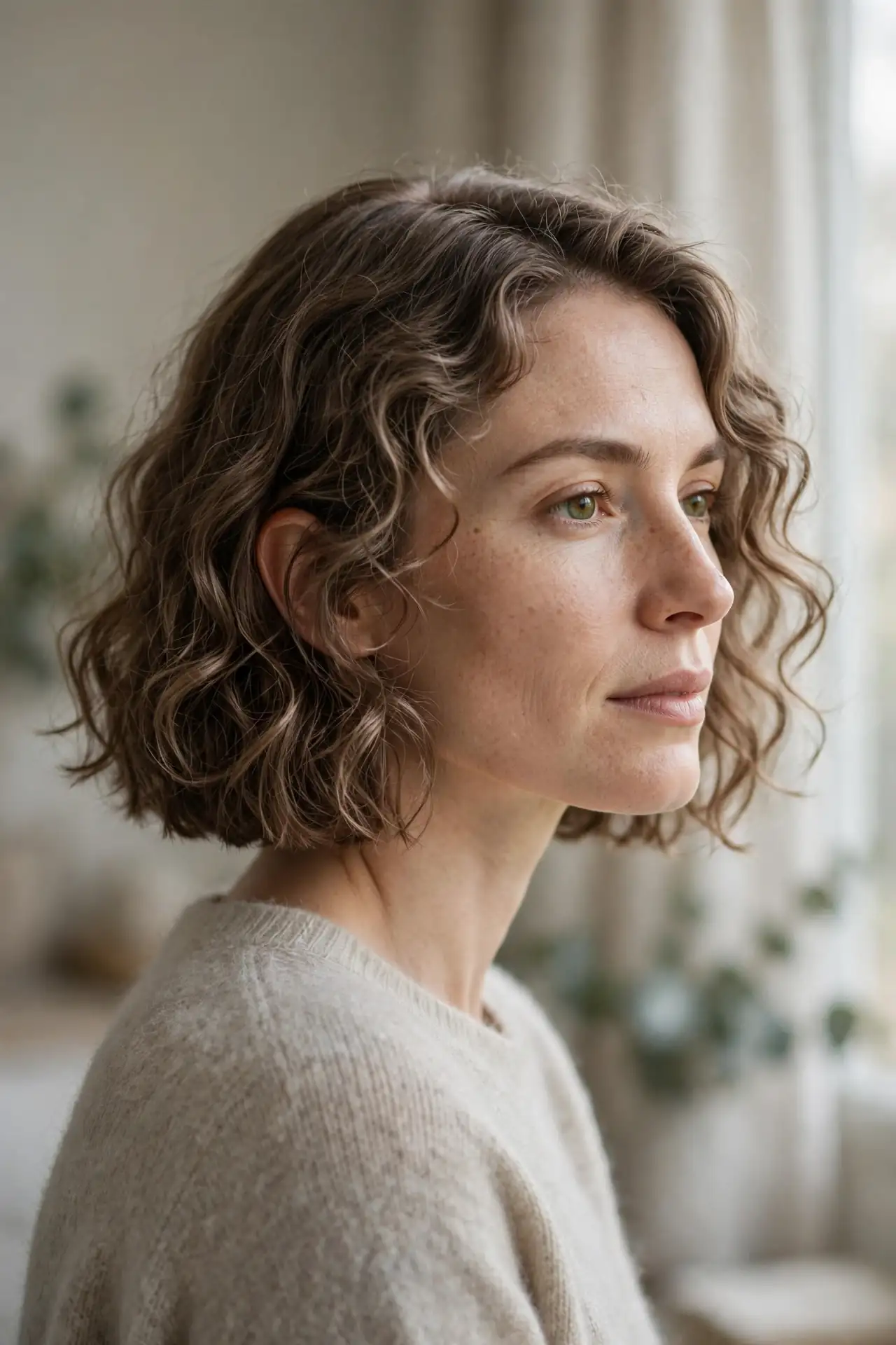 The Blunt One-Length Curly Bob