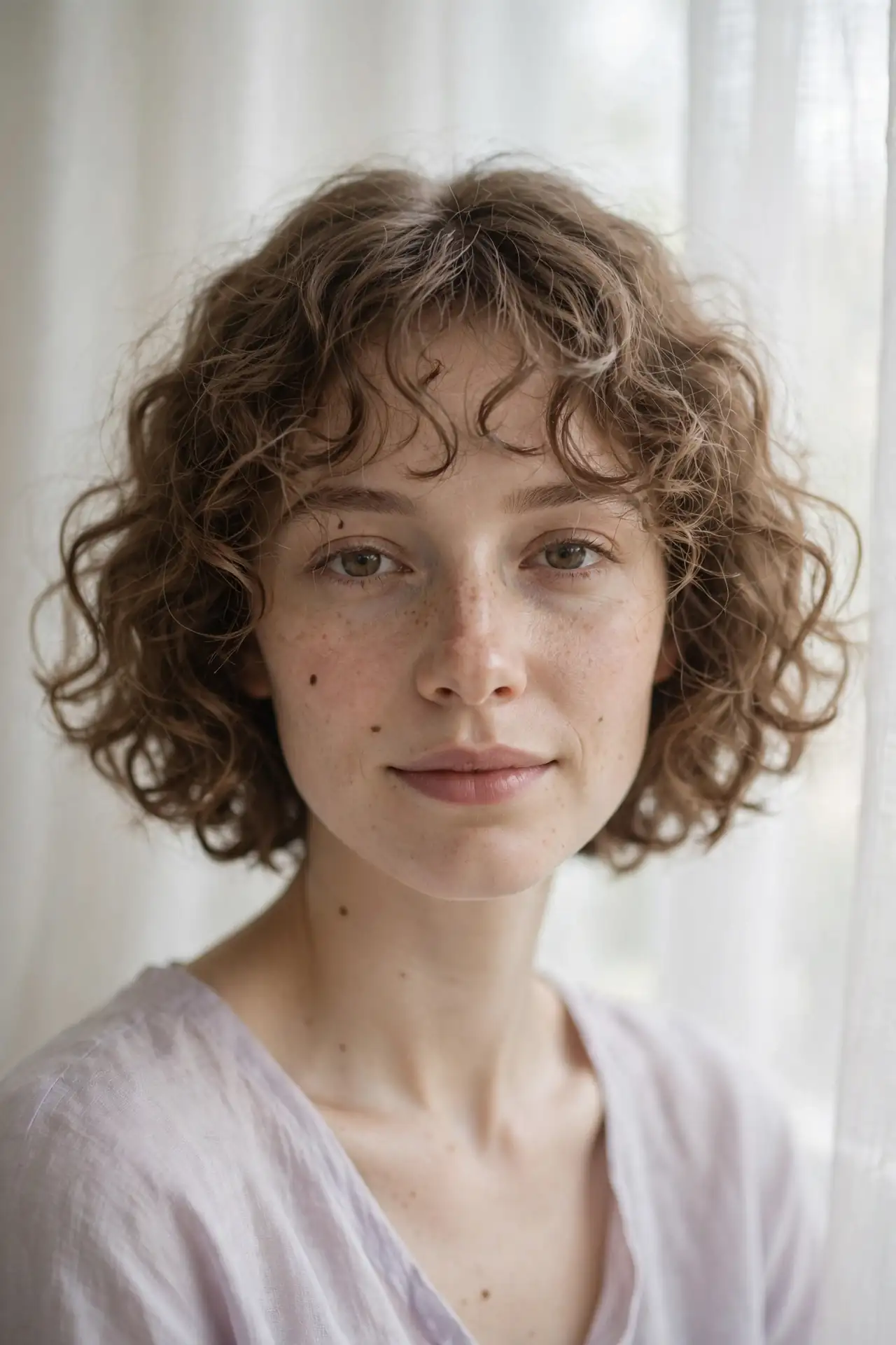 The Curly Bob with Wispy Bangs